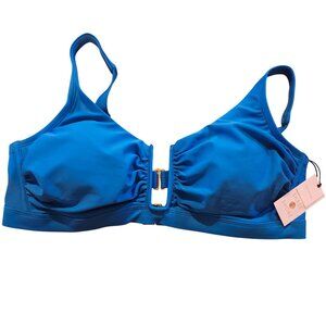 Shade & Shore Women’s 14 Teal U-Wire Bralette Bikini Top Adjustable Straps New